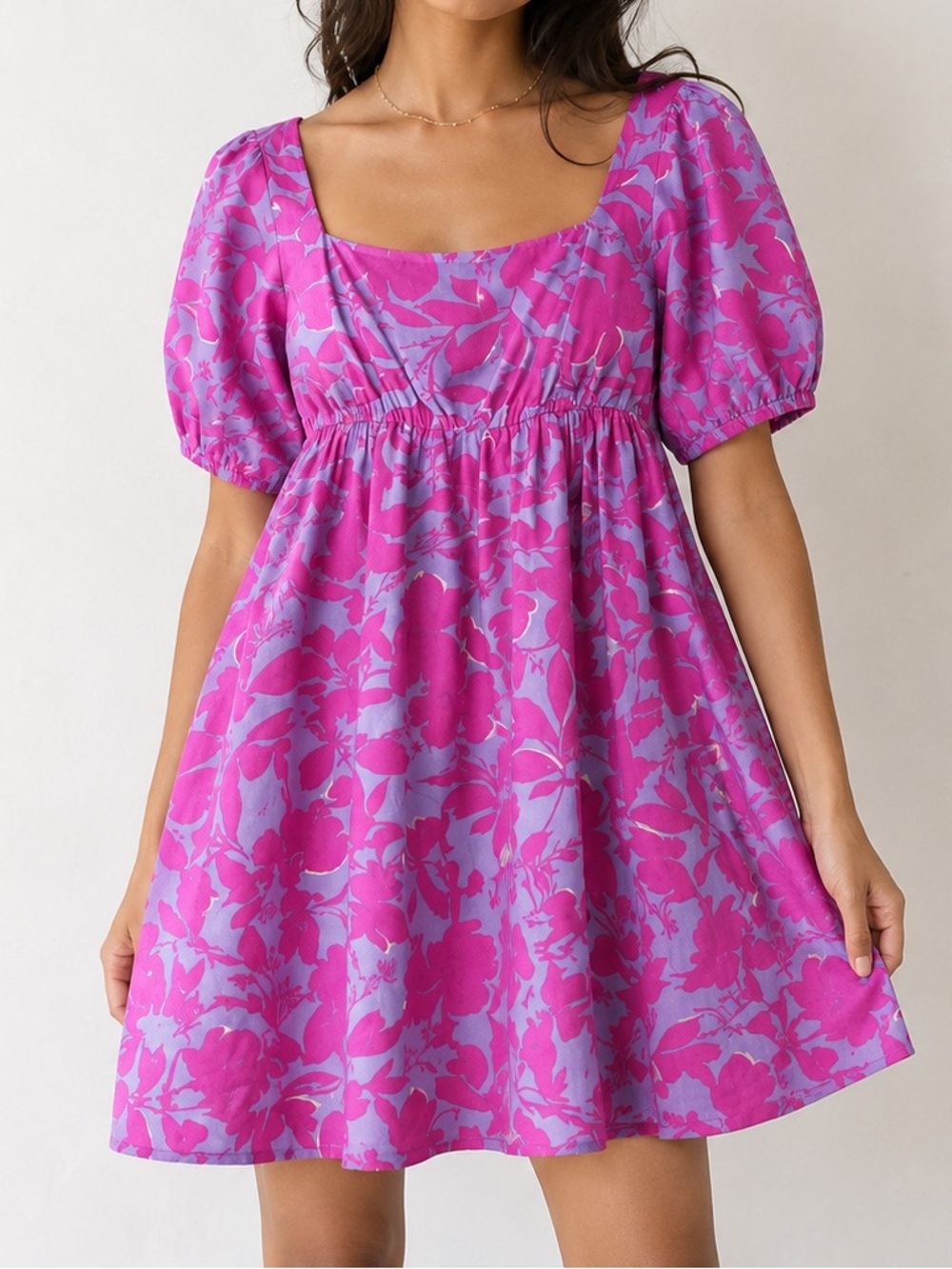 Meet Me In Santorini Aria Pink Floral Babydoll Dress L Coquette
